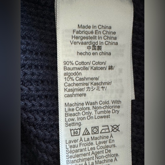 J Crew Quiet Luxury Turtleneck Cotton Cashmere Navy Blue Relaxed Sweater Large - Picture 12 of 13